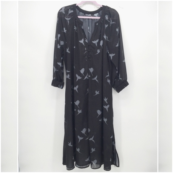 eshakti Dresses & Skirts - eShakti Bird Print Sheer Maxi Shift Dress